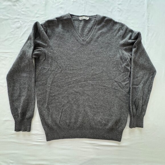 J. Lindeberg Sweater Large Gray Merino Wool Cashmere Pullover Golf Made in Italy - Picture 1 of 11